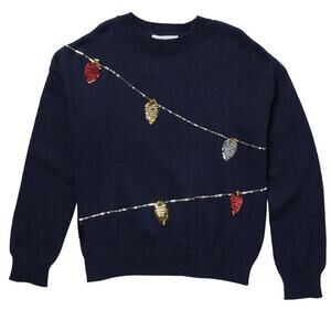 NWT Harper Canyon Girls Navy Lights Sweater Size Large (10/12) Christmas Holiday